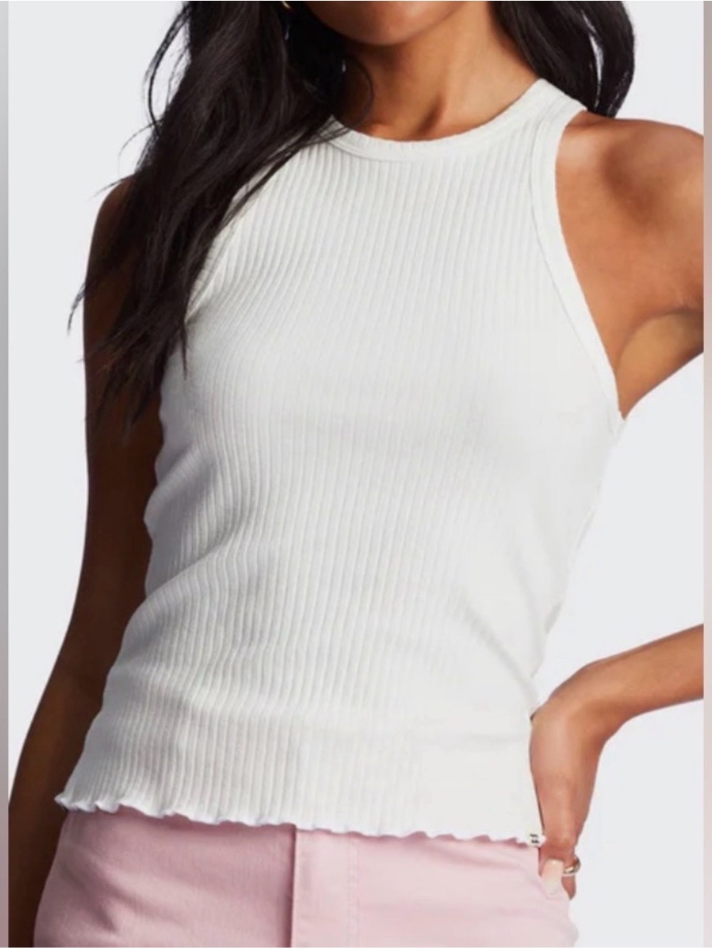 Billabong Ribbed White Sleeveless Tank Top - Classic Women's Knit